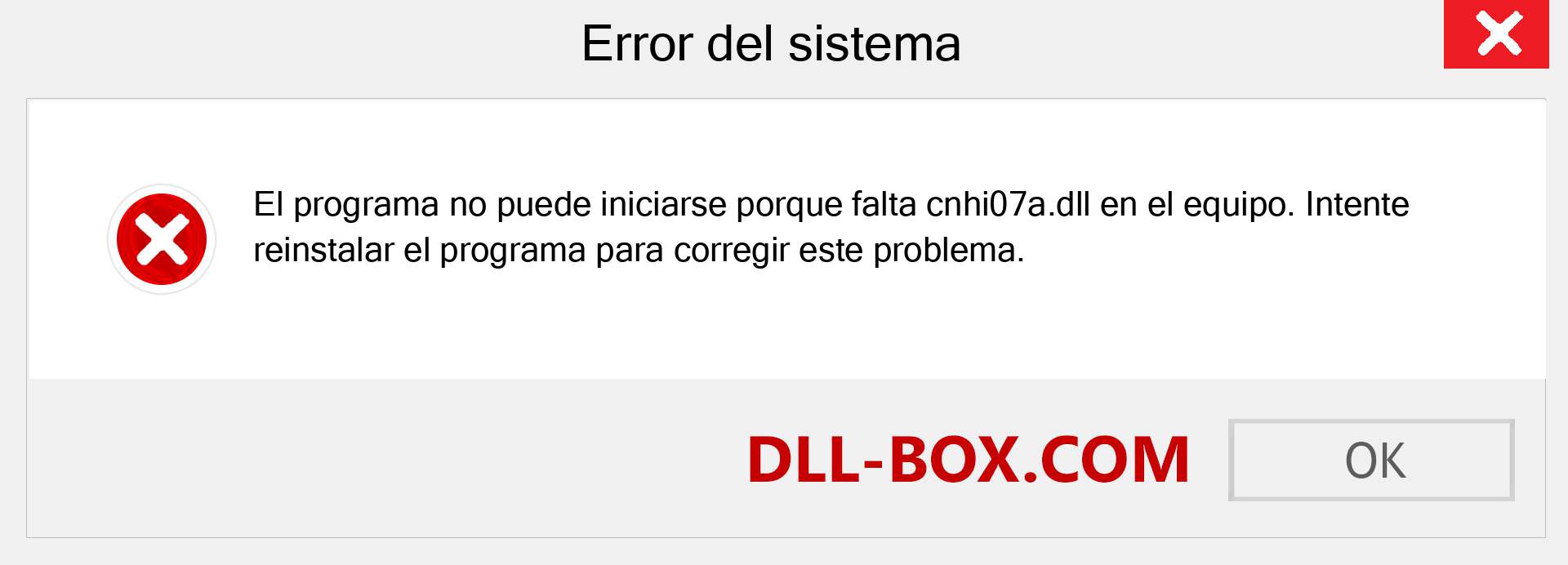 ¿Falta el archivo cnhi07a.dll ?. Descargar para Windows 7, 8, 10 - Corregir cnhi07a dll Missing Error en Windows, fotos, imágenes